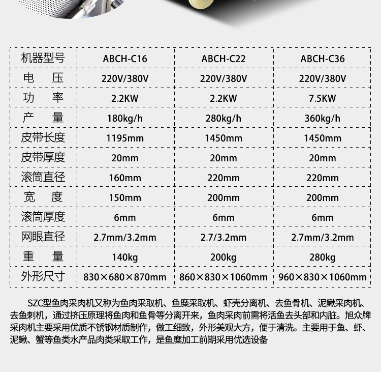 艾博馳ABCH-C36魚肉采肉機10